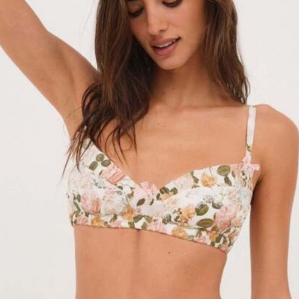 For Love and Lemons FL&L Mariah Bralette Shimmer Floral Small Lingerie